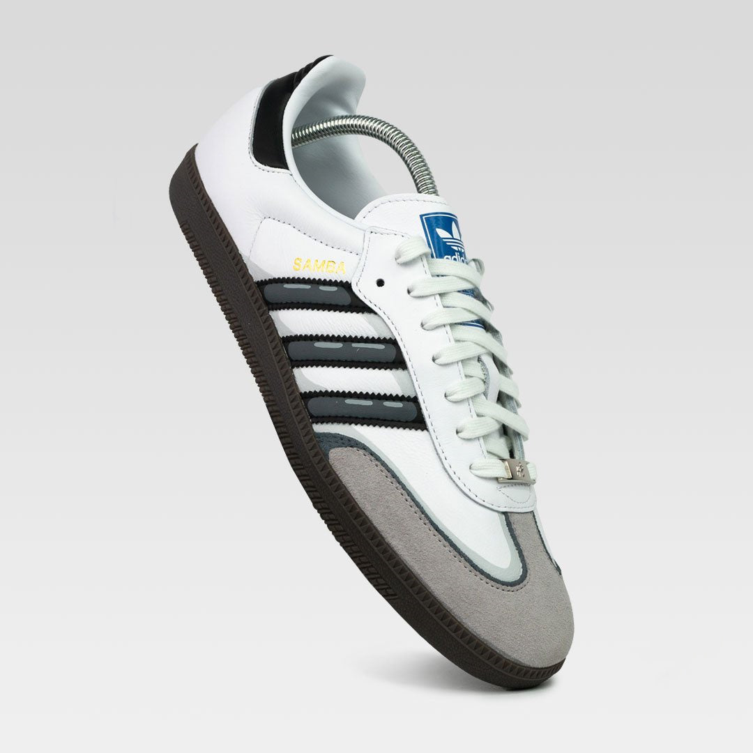 Vintage Black White Gray Custom Adidas Samba