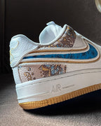 Classical  Flower Grid Blue Khaki Custom Air Force 1