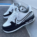 Custom Hand Painted Black White Plaid Air Force 1 Sneakers