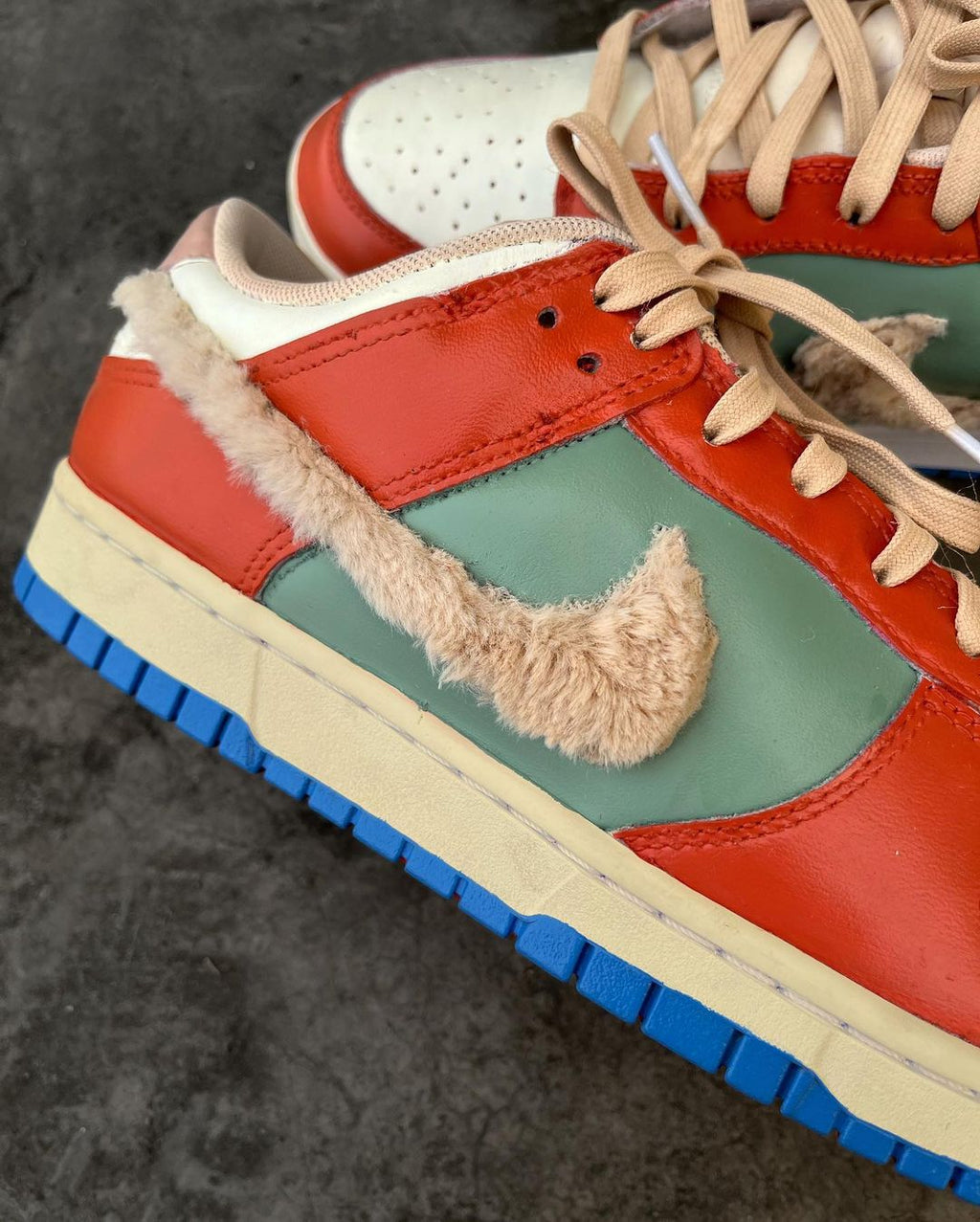 Hairy Swoosh Orange Light Green White Custom Air Force 1