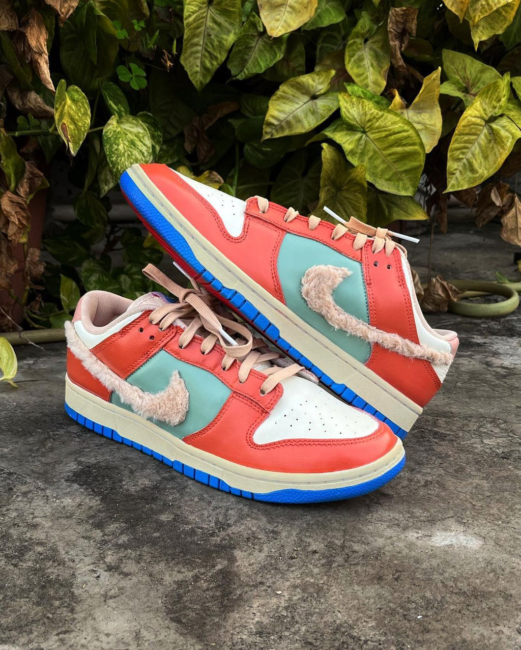 Hairy Swoosh Orange Light Green White Custom Air Force 1