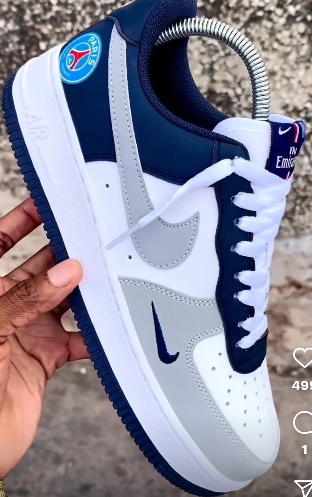 Hand Painted Navy & Gray Custom Air Force 1 Sneakers