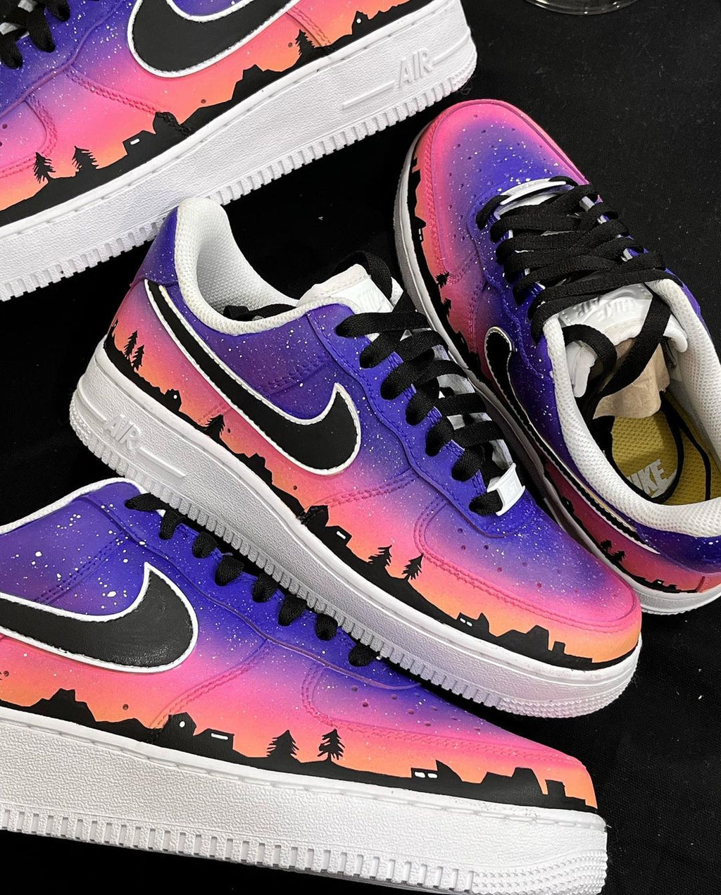 Night Star Building Purple Pink gradient Custom Air Force 1