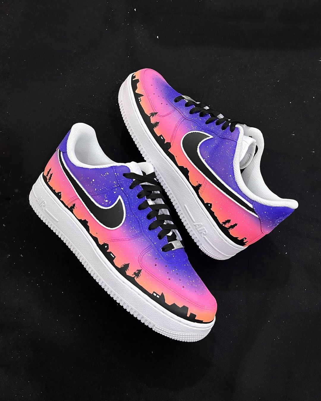 Night Star Building Purple Pink gradient Custom Air Force 1