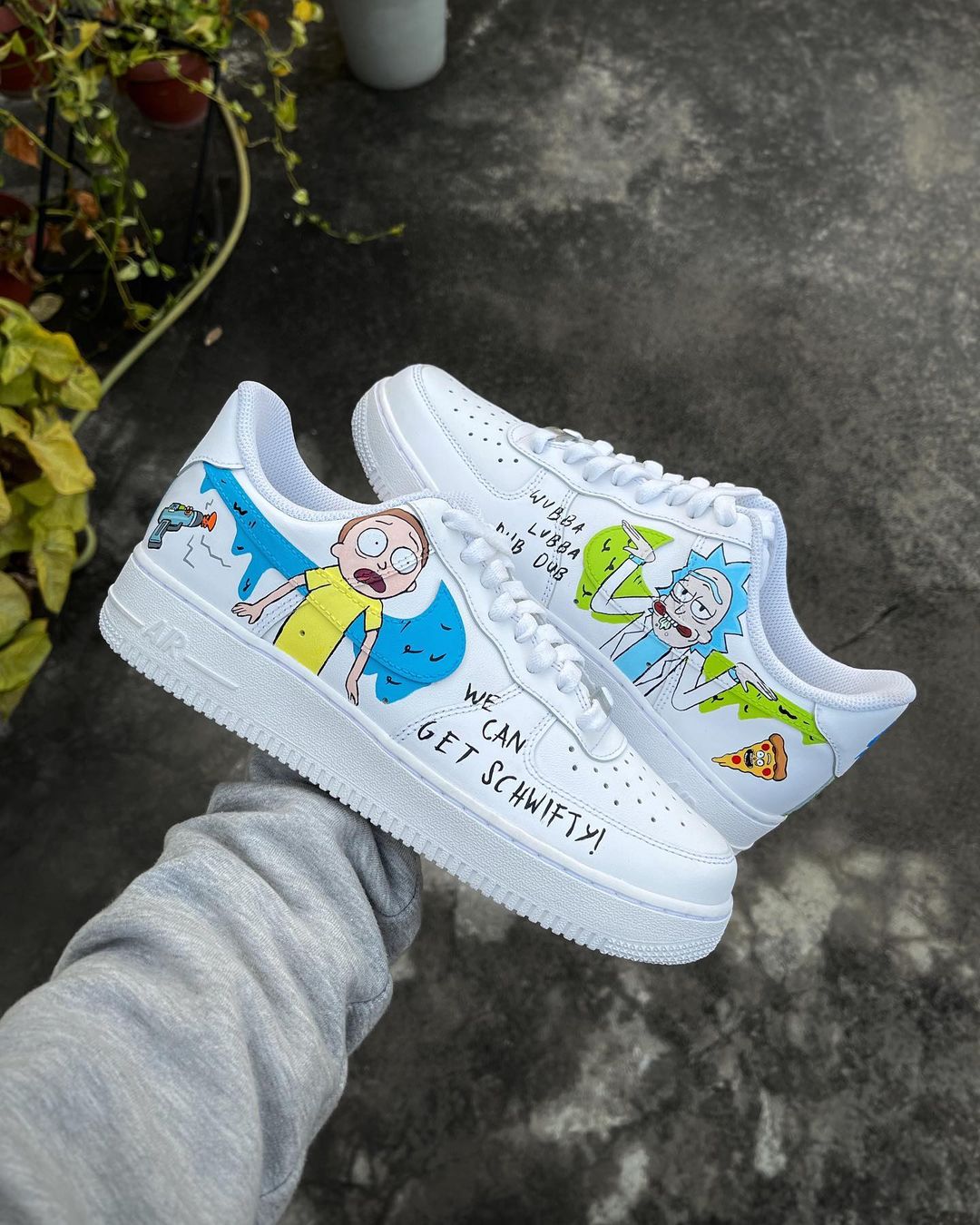 Cartoon Role Blue Green Font Custom Air Force 1