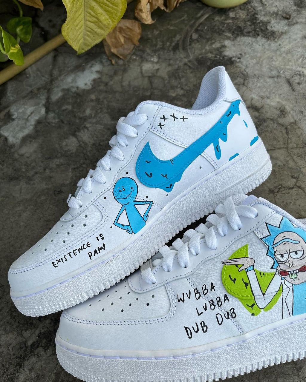 Cartoon Role Blue Green Font Custom Air Force 1