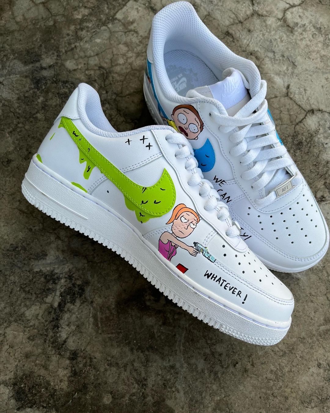 Cartoon Role Blue Green Font Custom Air Force 1