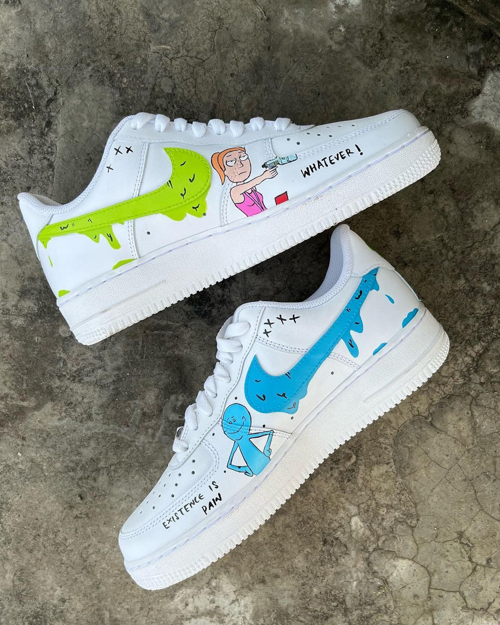 Cartoon Role Blue Green Font Custom Air Force 1