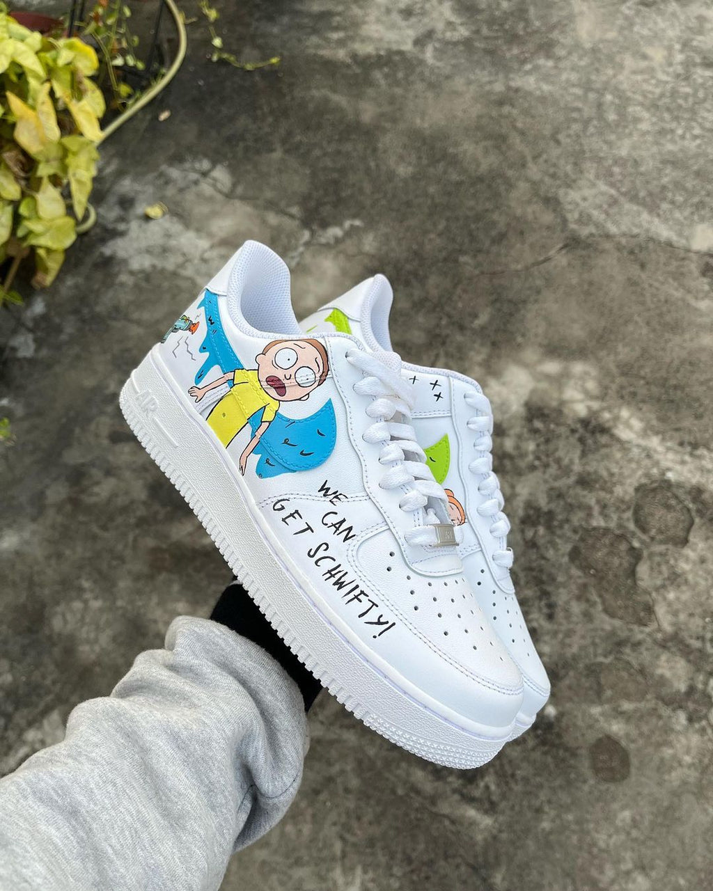 Cartoon Role Blue Green Font Custom Air Force 1