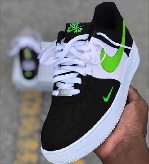 Custom Hand Painted Neon Green Air Force 1 Sneakers