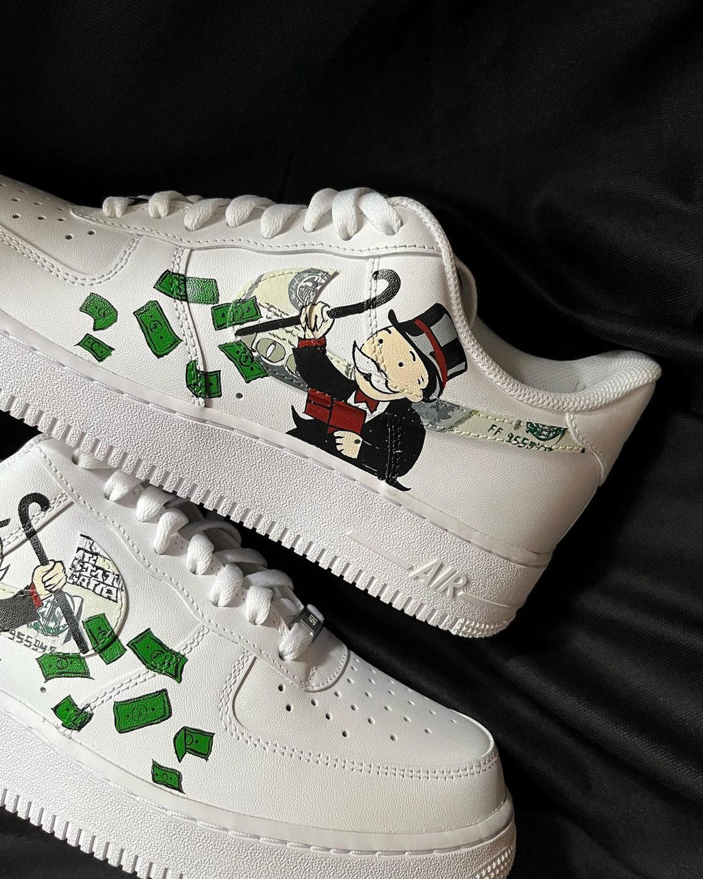 Millionare Money Cartoon Role Green White Custom Air Force 1