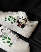 Millionare Money Cartoon Role Green White Custom Air Force 1
