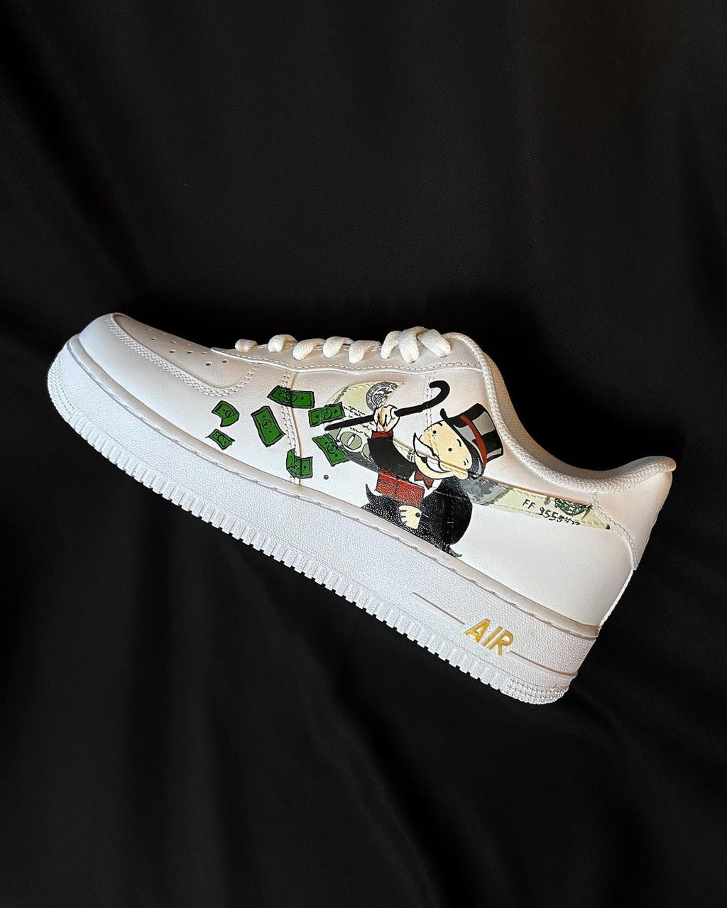 Millionare Money Cartoon Role Green White Custom Air Force 1