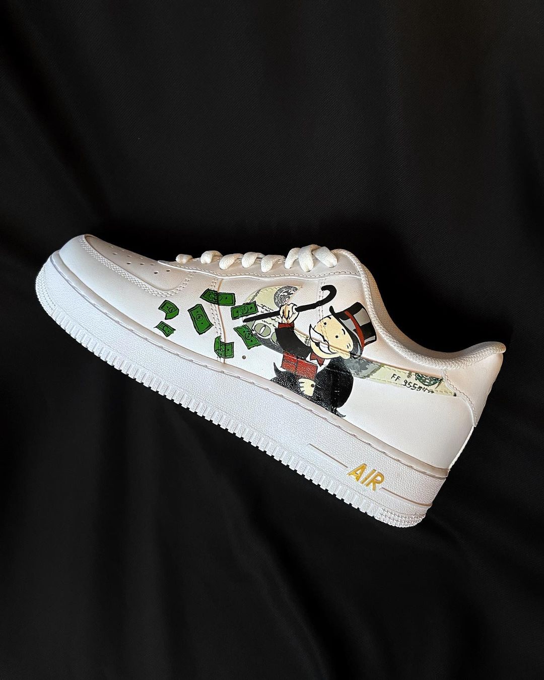 Millionare Money Cartoon Role Green White Custom Air Force 1