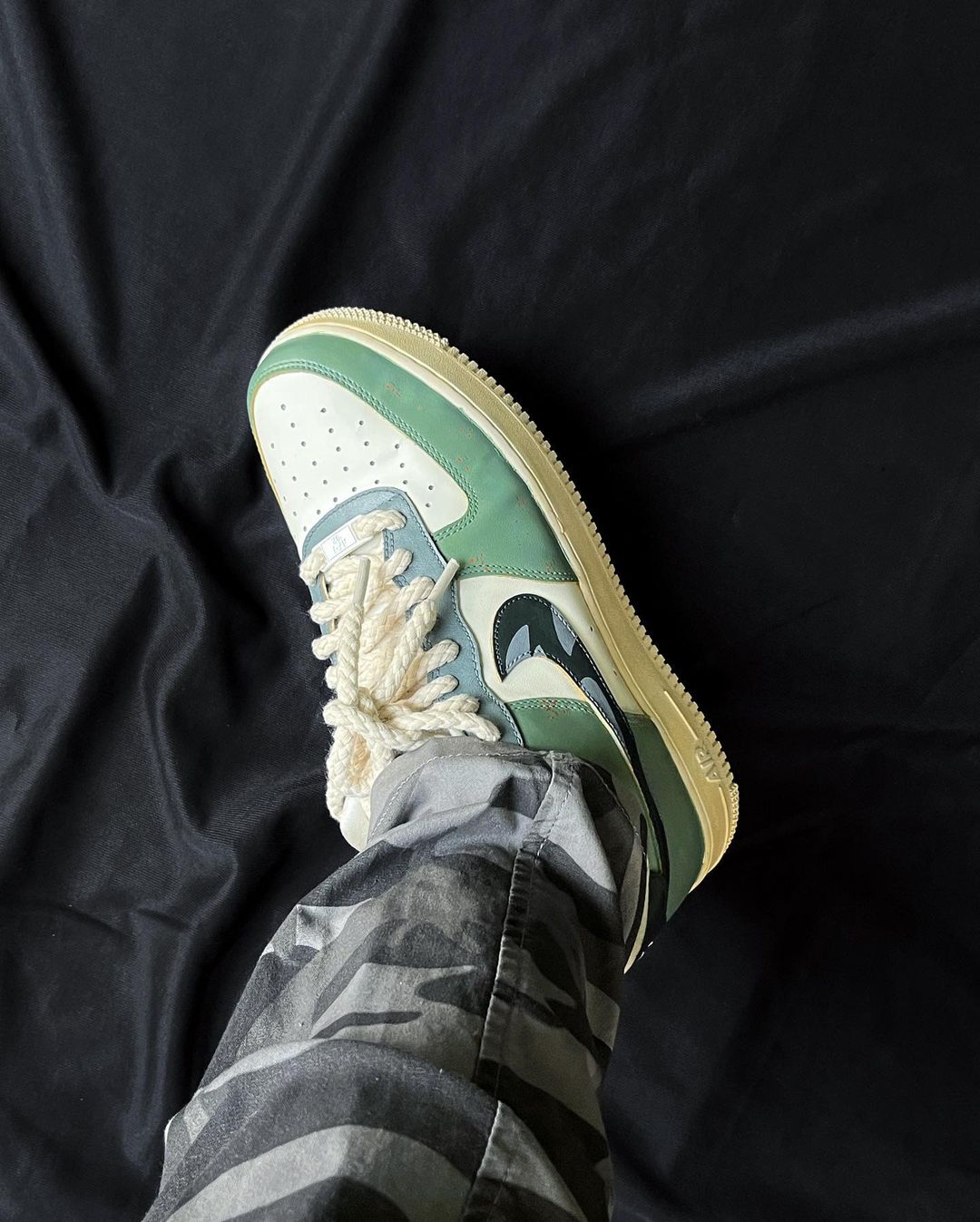 Camouflage Swoosh Green White Custom Air Force 1