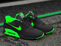 Hand Painted Black & Neon Green Custom Air Max 90 Sneakers