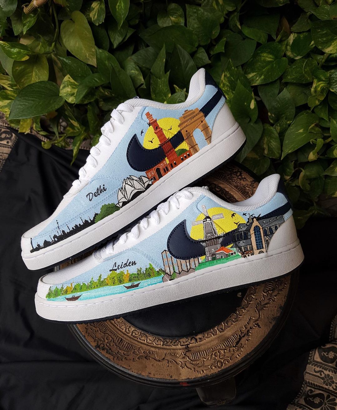 Village Moon Night Cloud Dark Light Blue Black Custom Air Force 1