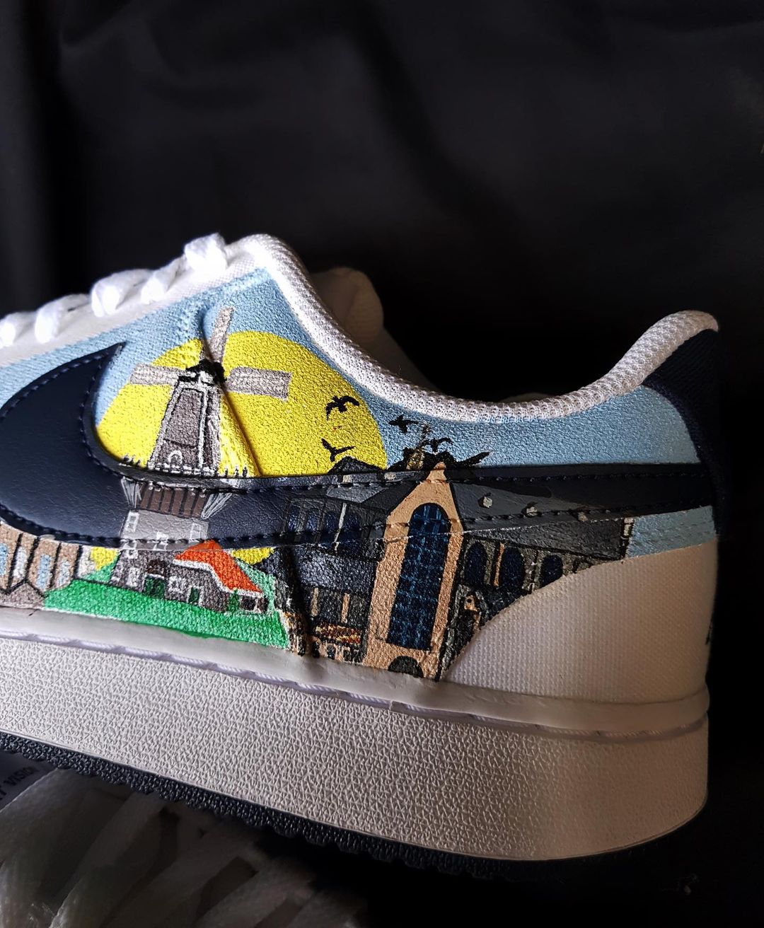 Village Moon Night Cloud Dark Light Blue Black Custom Air Force 1