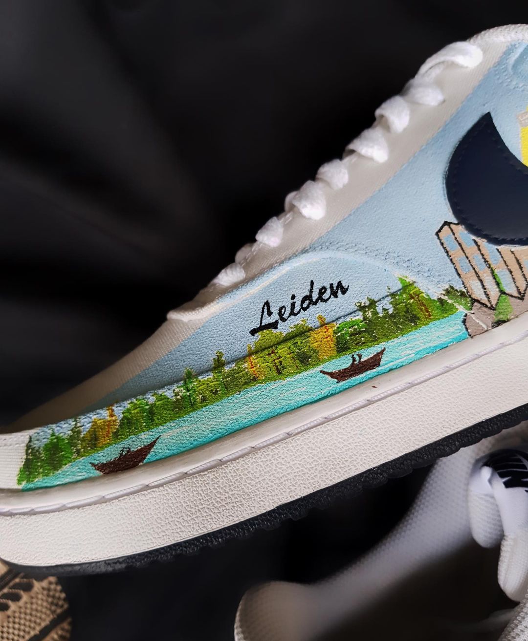 Village Moon Night Cloud Dark Light Blue Black Custom Air Force 1