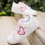 Beige Red Hearts Custom Dunk
