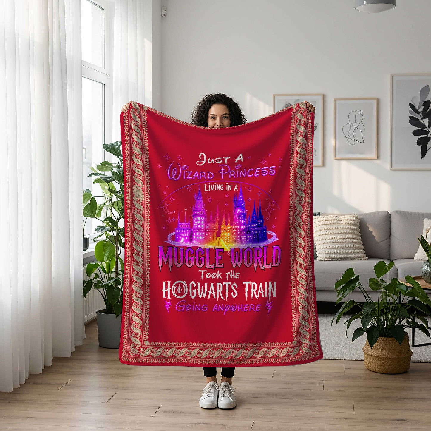 Hogwarts Houses Premium Sheepskin Blanket | Harry Potter x Disney - Wizard Princess