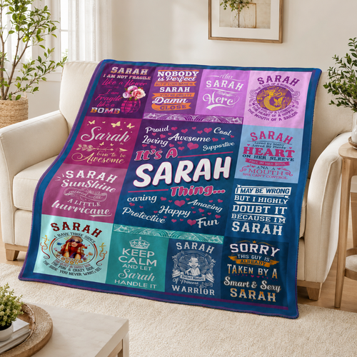 Sarah Premium Sheepskin Blanket - Personalized “It’s A Sarah Thing” Gift