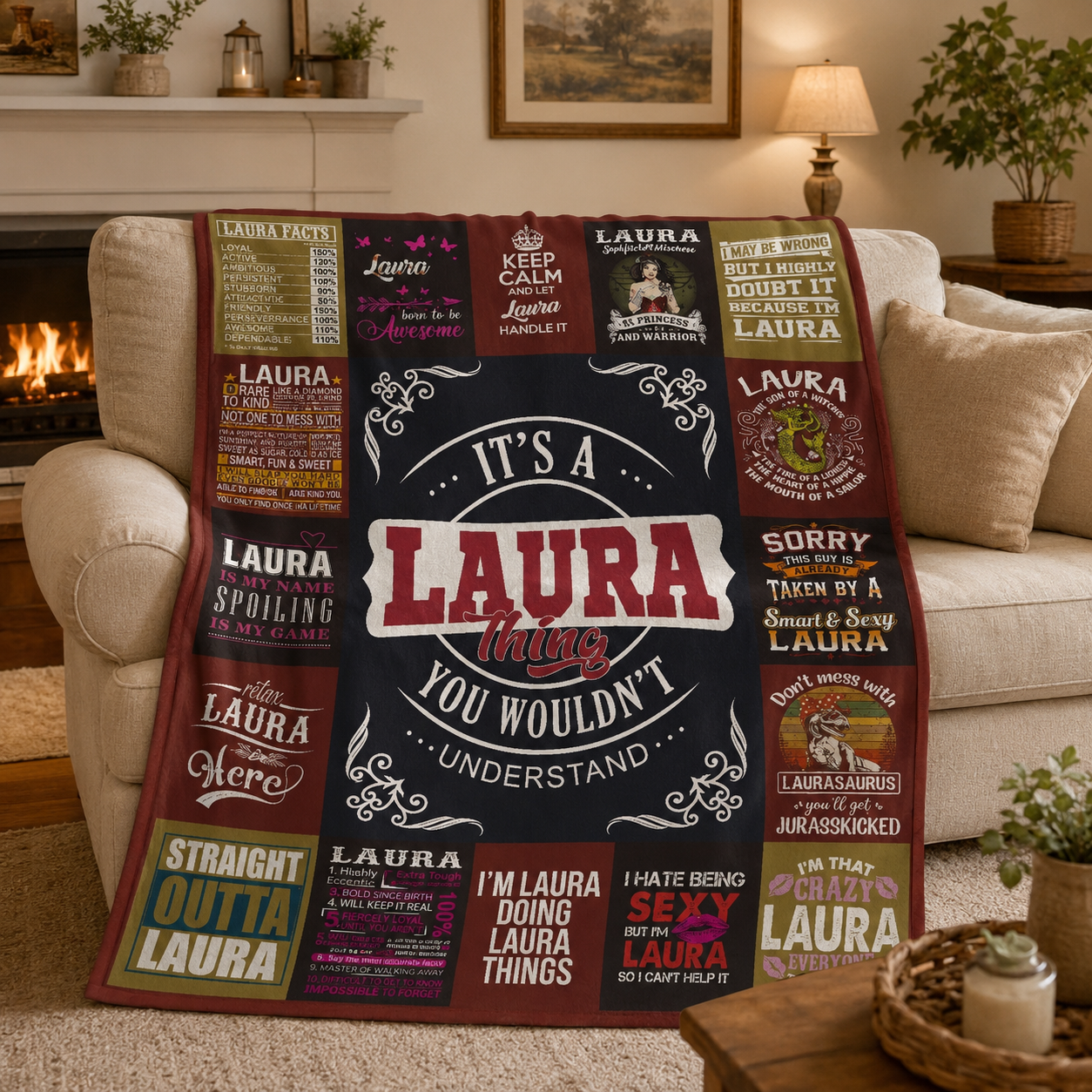 Laura Premium Sheepskin Blanket - Personalized Custom Name Gift