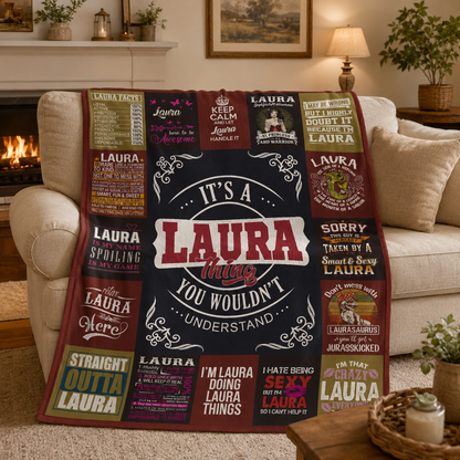 Laura Premium Sheepskin Blanket - Personalized Custom Name Gift