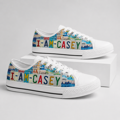 Casey License Plate Low Top Shoes – Personalized Custom Name Gift