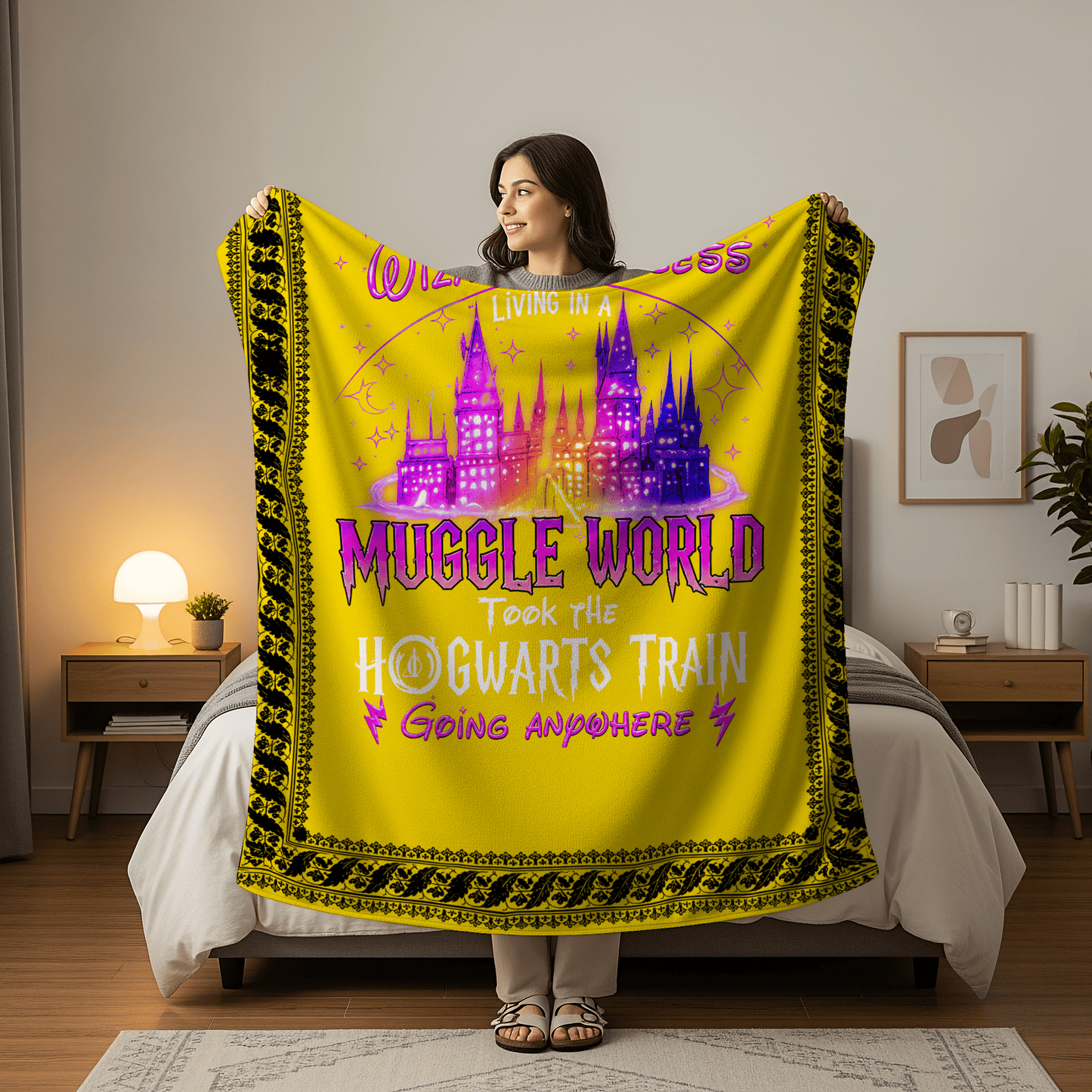 Hogwarts Houses Premium Sheepskin Blanket | Harry Potter x Disney - Wizard Princess