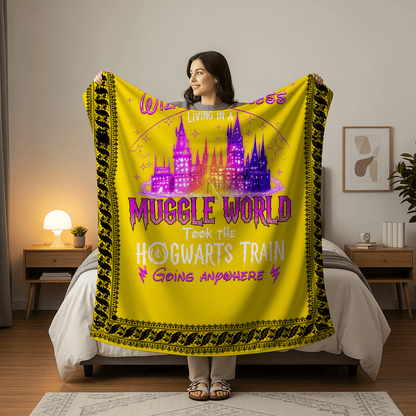 Hogwarts Houses Premium Sheepskin Blanket | Harry Potter x Disney - Wizard Princess