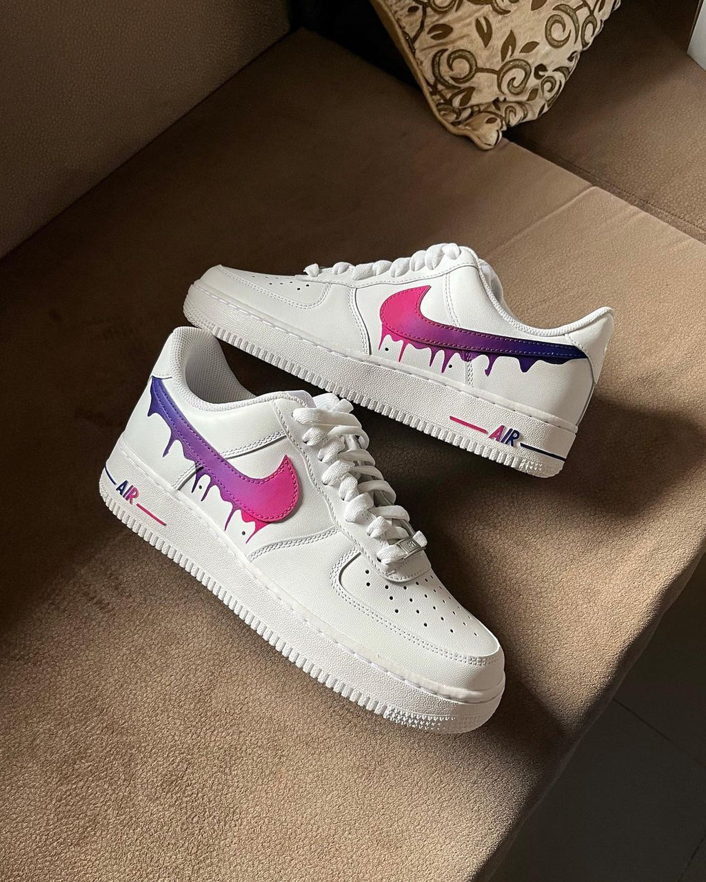 Purple Pink Dripping Swoosh  Custom Air Force 1