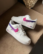 Purple Pink Dripping Swoosh  Custom Air Force 1