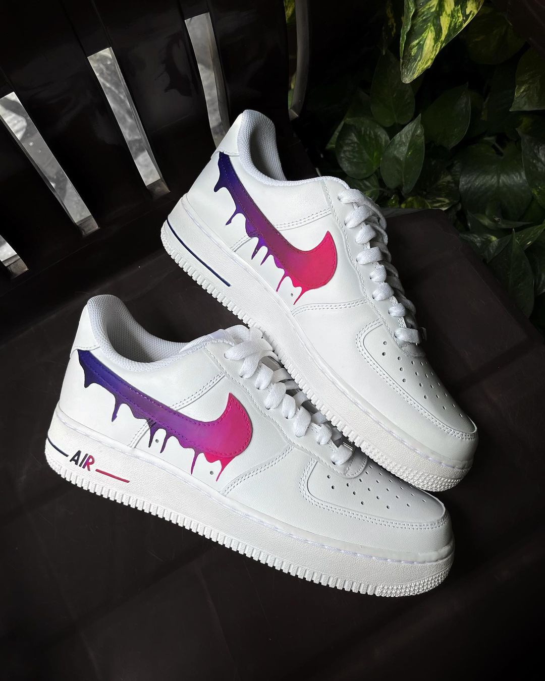 Purple Pink Dripping Swoosh  Custom Air Force 1