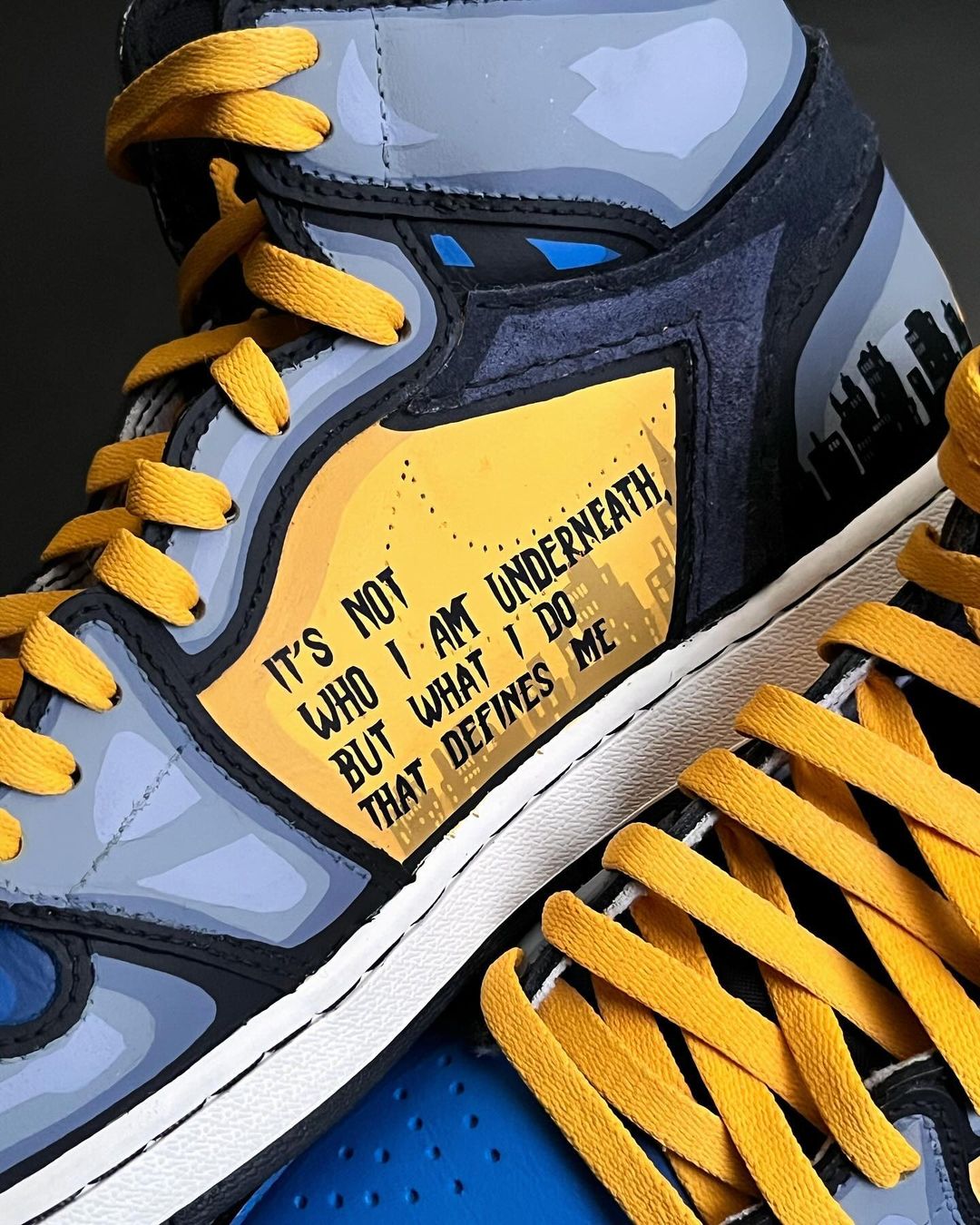 Night Building Gray Black Yellow Custom Air Jordan 1