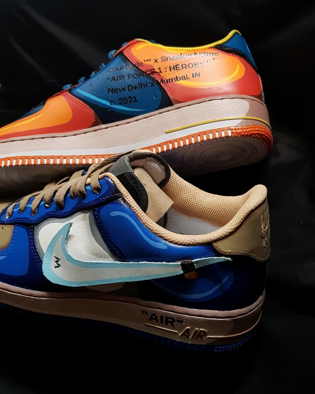 Dark Blue Orange White Yellow Custom Air Force 1