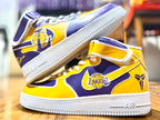 Custom Air Force 1 Purple Yellow Lakers Kobe Mid