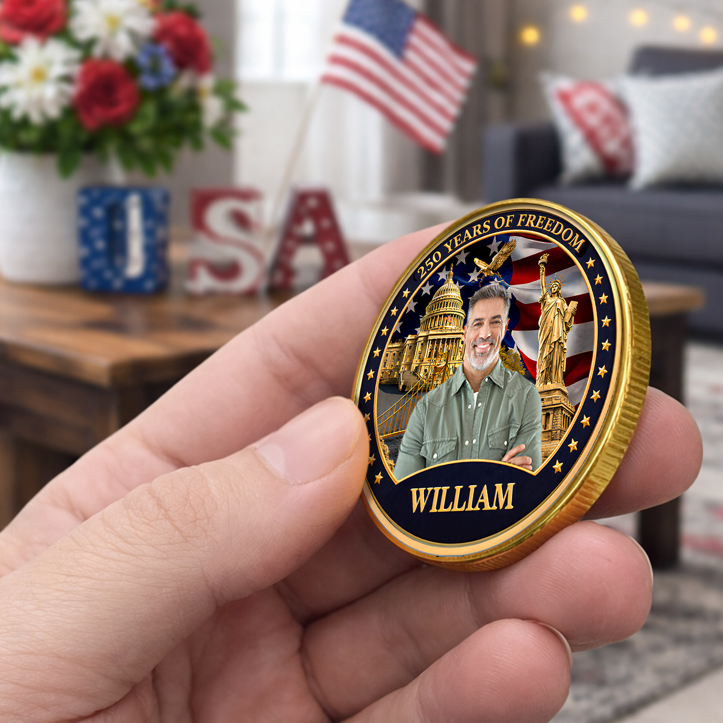 USA 250 Years Of Freedom Commemorative Coin | Patriotic Celebration 4th Of July Coin
