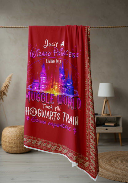 Hogwarts Houses Premium Sheepskin Blanket | Harry Potter x Disney - Wizard Princess