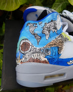 Ocean Europe Map Blue White Yellow Custom Air Jordan 4
