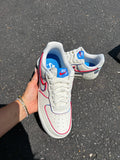 Custom Hand Painted Red Blue Rhinestone Air Force 1 Sneakers