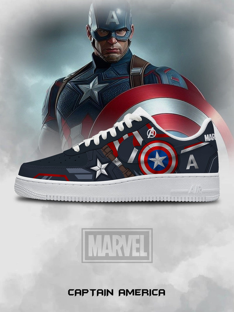 Custom Hand Painted Captain America Air Force 1 Sneakers
