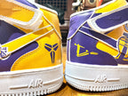 Custom Air Force 1 Purple Yellow Lakers Kobe Mid