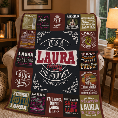 Laura Premium Sheepskin Blanket - Personalized Custom Name Gift