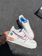 Custom Hand Painted Red Blue Rhinestone Air Force 1 Sneakers