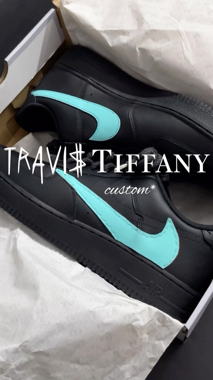 Navy Blue Black Reverse Logo Custom Air Force 1