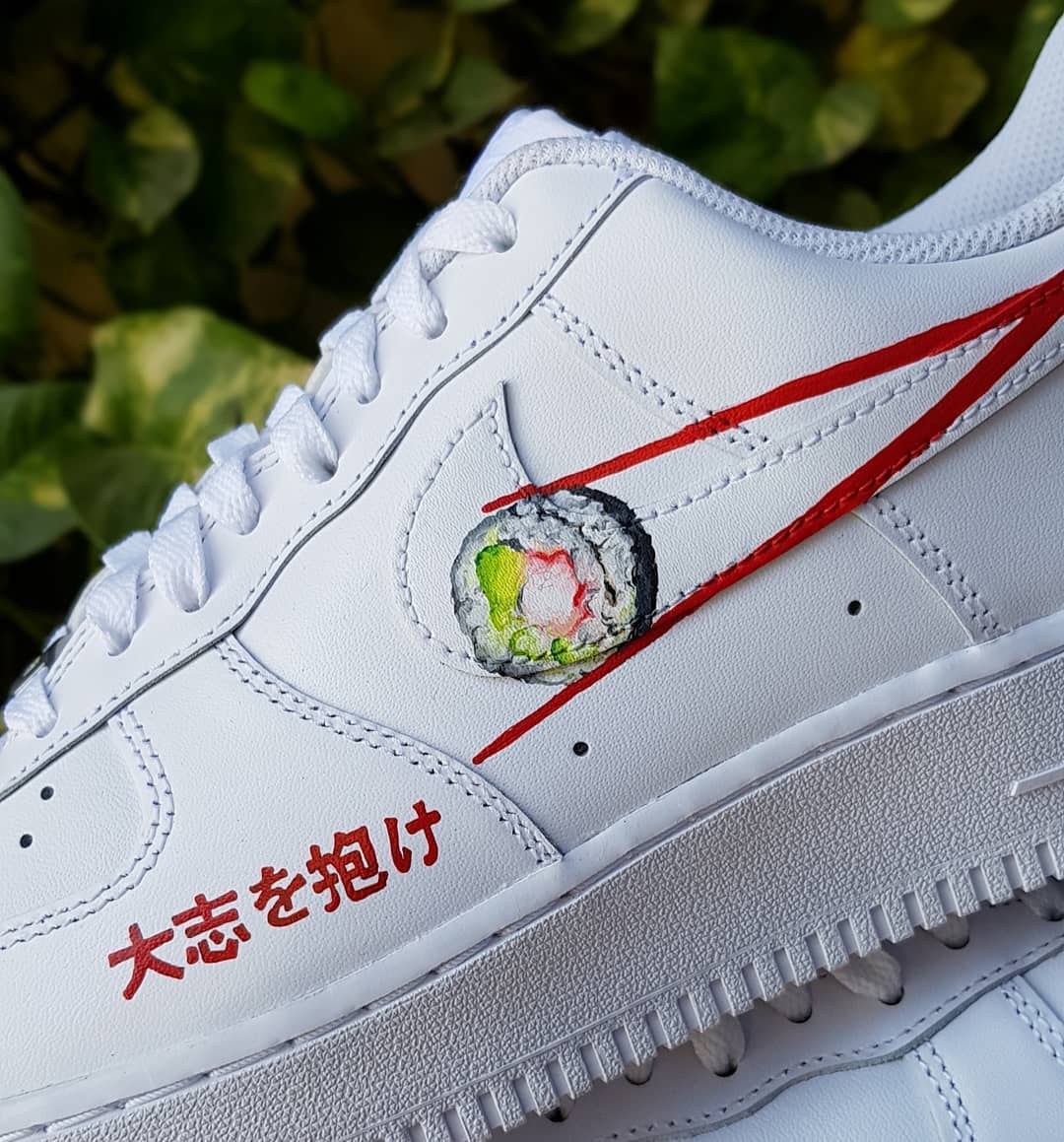 Food Sushi Chopstick Panda Red Black Custom Air Force 1