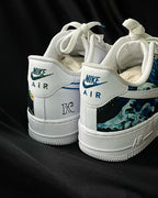 Waves Snow-capped Mountain Blue Yellow Black Custom Air Force 1