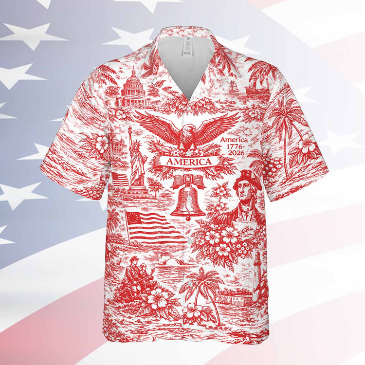 250 Years of America Hawaiian Shirt 1776–2026 | Vintage Patriotic AOP Hawaii Shirt | 4th of July Shirt