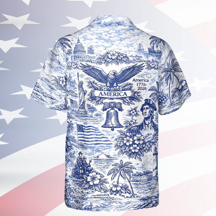 250 Years of America Hawaiian Shirt 1776–2026 | Vintage Patriotic AOP Hawaii Shirt | 4th of July Shirt
